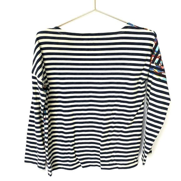 J. Crew Michael De Feo Navy White Striped Top - Picture 8 of 8